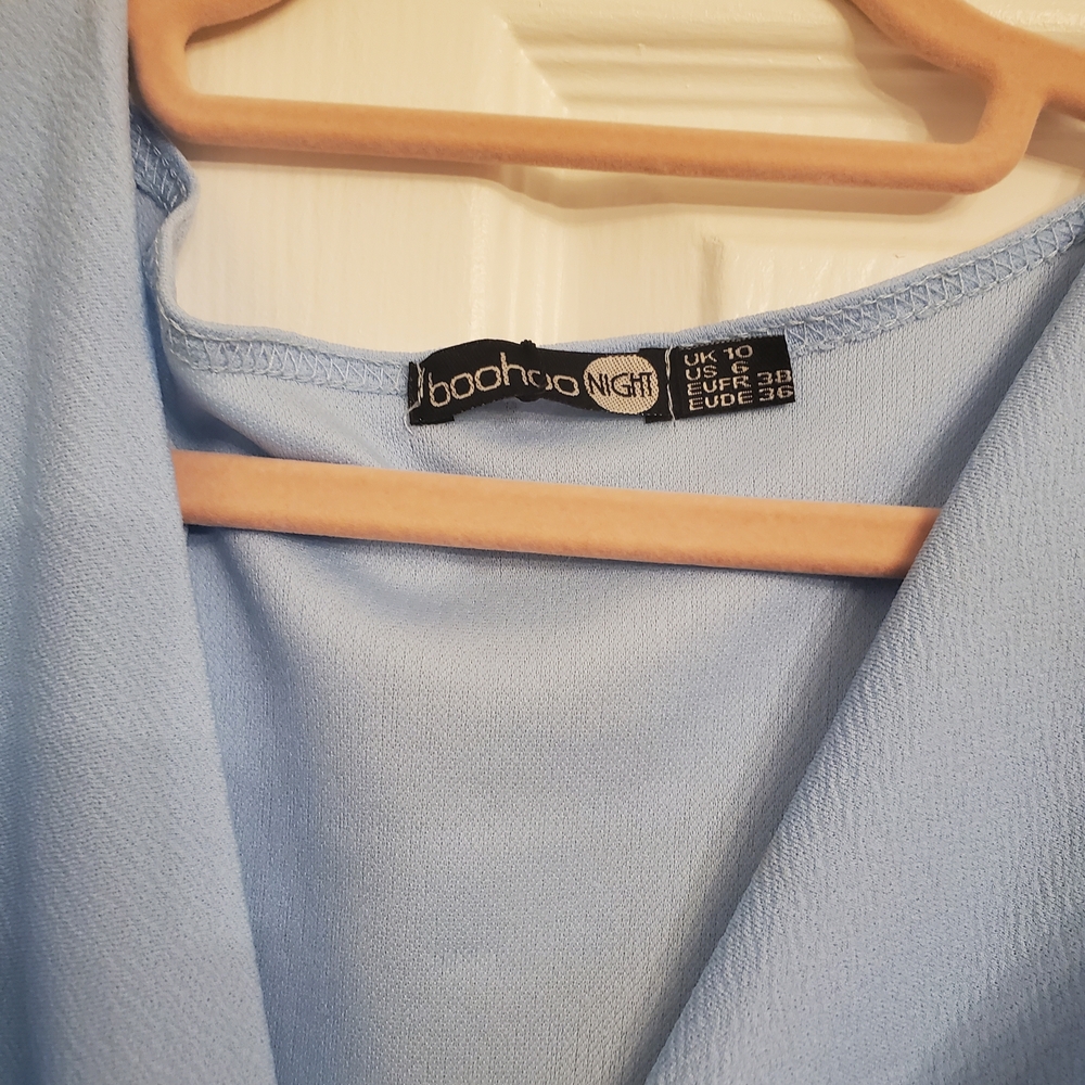 Boohoo Sky Blue Long Sleeve Midi Dress - Picture 3 of 4